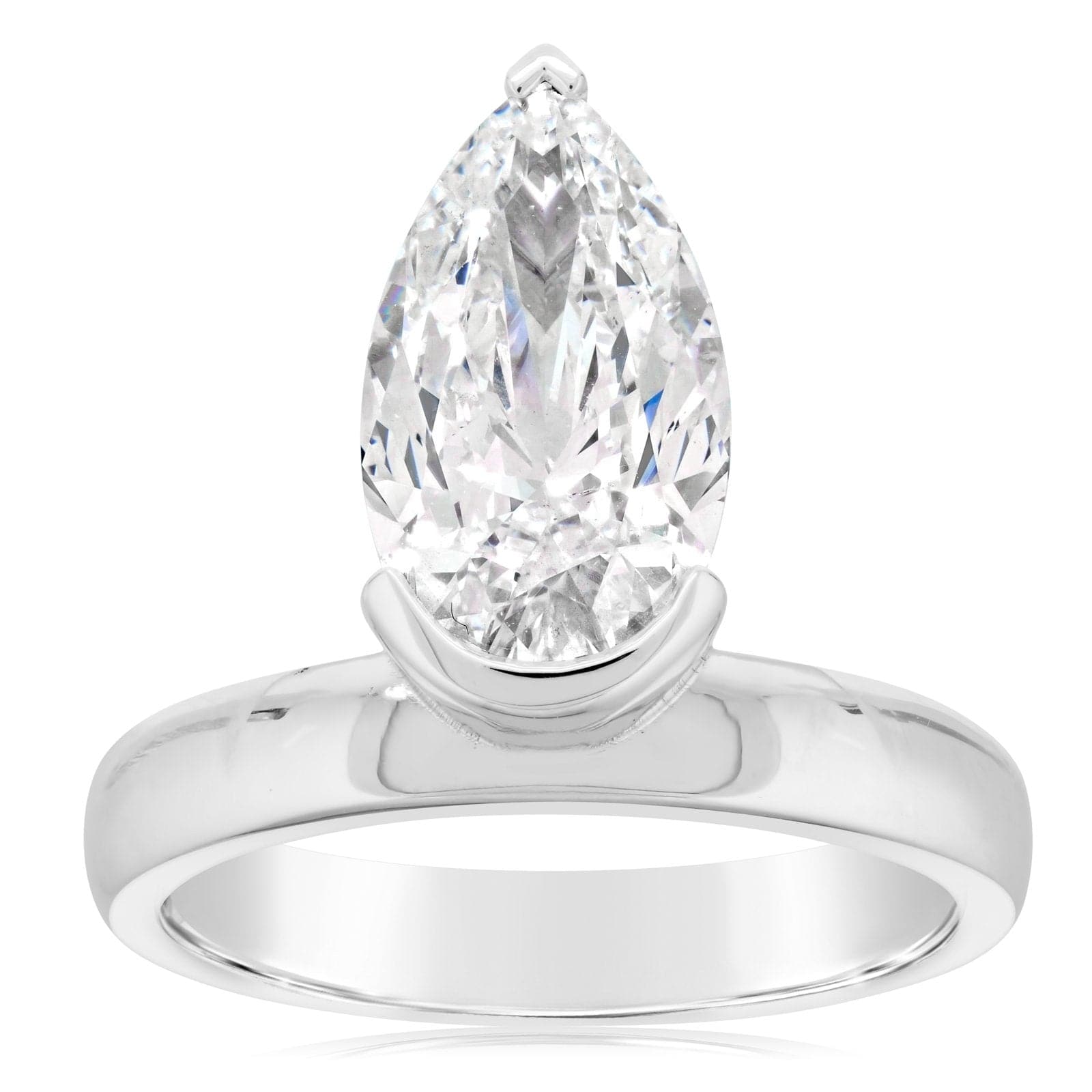 Pear Shape Petite Halo Micropavé Diamond Engagement Ring Setting (0.52ctw)  in 18k White Gold